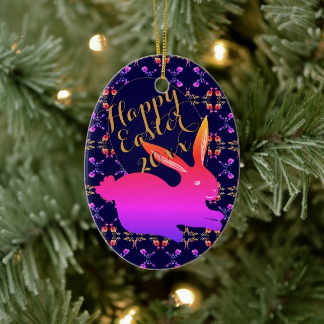 Ornement d'Oeufs Motifs Rose de Pâques Bunny (Arbre)