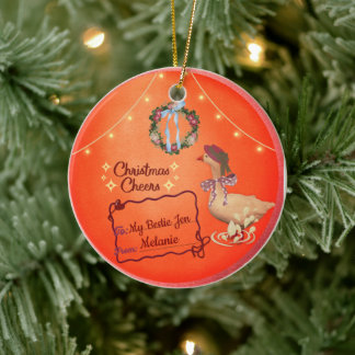 Ornement d'oie de Noël de campagne - étiquette de