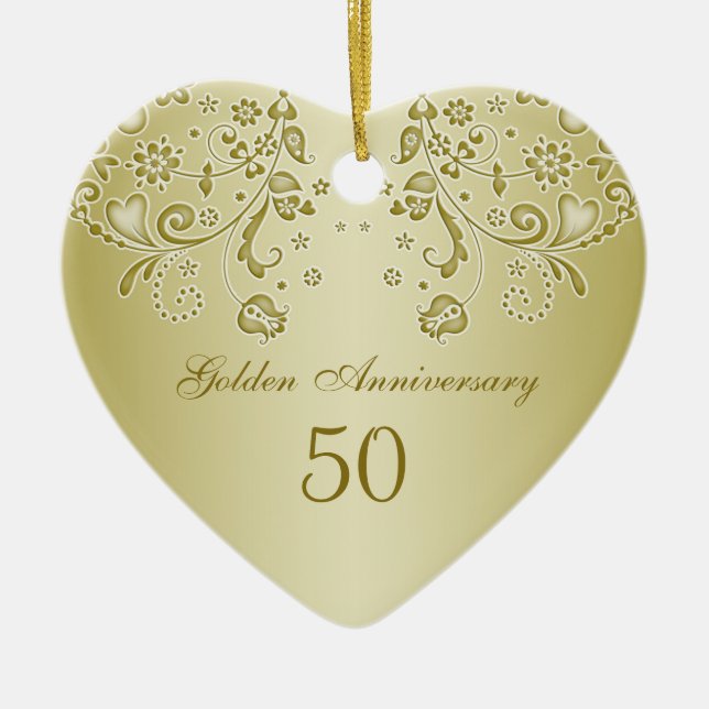Ornement d'or d'anniversaire de mariage de remous (Devant)