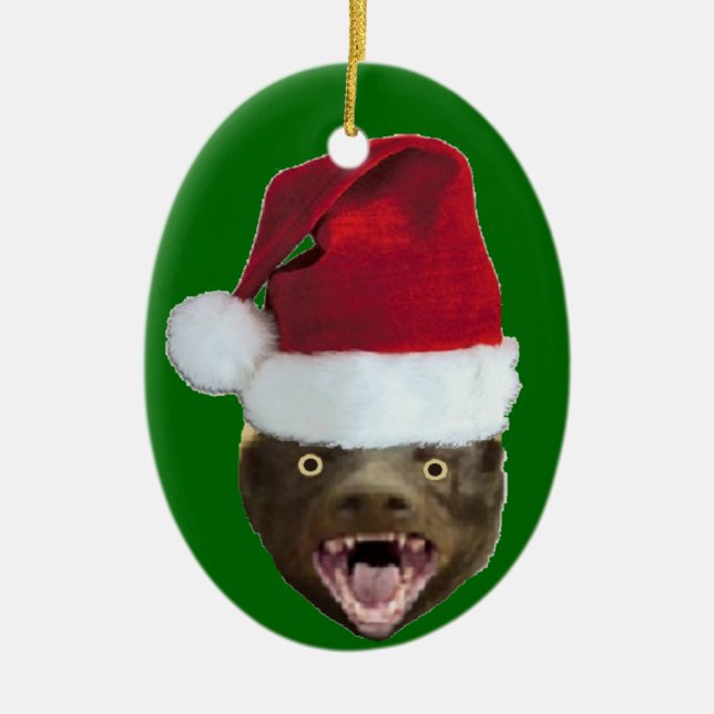 Ornement drôle de Noël de casquette de Père Noël (Devant)