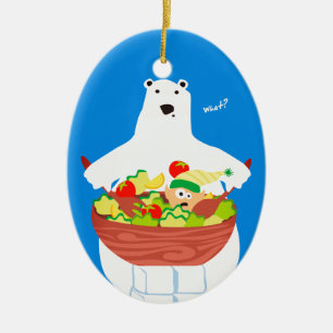 Ornement drôle de Noël de salade d'elfe d'ours