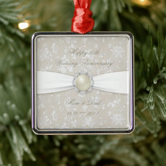 Ornement du 30e anniversaire du Mariage Bold Damas (Arbre)