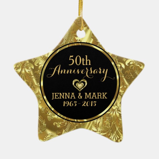 Ornement du 50e anniversaire du Mariage noir et or (Dos)