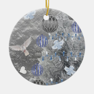 Ornement du cercle de Noël, Argent bleu