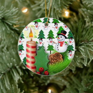 Ornement du cercle de Noël, bougie de neige