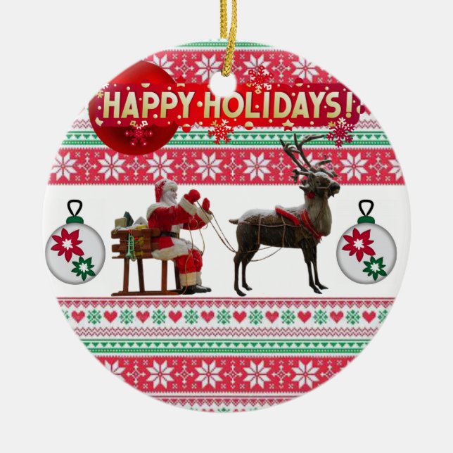Ornement du Cercle de Noël, Joyeuses fêtes (Devant)