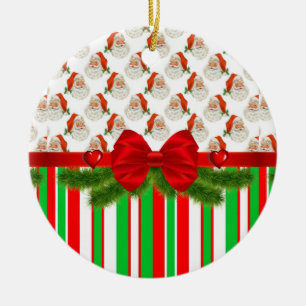 Ornement du cercle de Noël, Père Noël Stripe