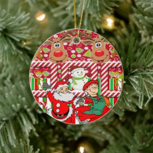 Ornement du Cercle de Noël, Snowman Reindeer Elf