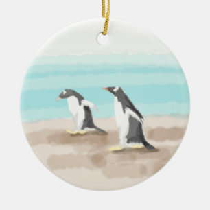 Ornement du cercle de pingouin Duo
