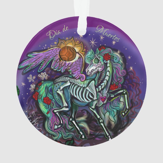Ornement du cheval Día de Muertos (dos)