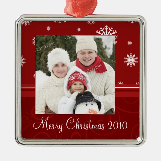 Ornement du Joyeux Noël 2010 de photo de famille (Devant)