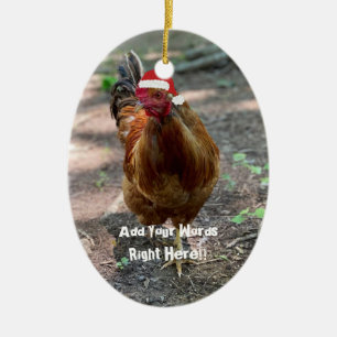 Ornement du message personnalisé du coq de Noël