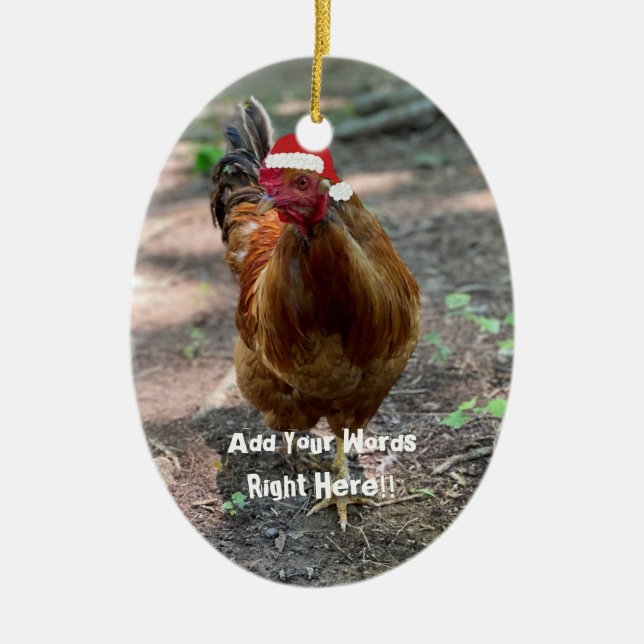 Ornement du message personnalisé du coq de Noël (Devant)