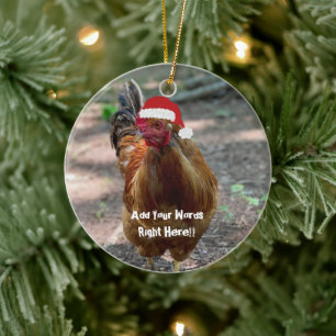 Ornement du message personnalisé du coq de Noël