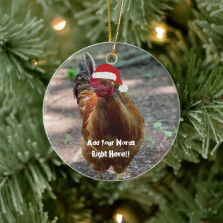 Ornement du message personnalisé du coq de Noël