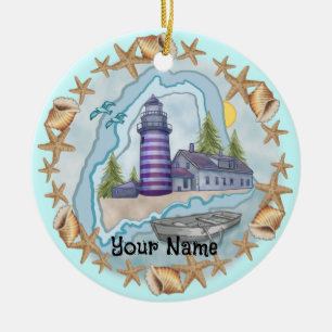 Ornement du phare de Maine Shells