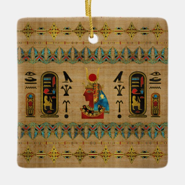 Ornement égyptien de Hathor sur le papyrus (Devant)