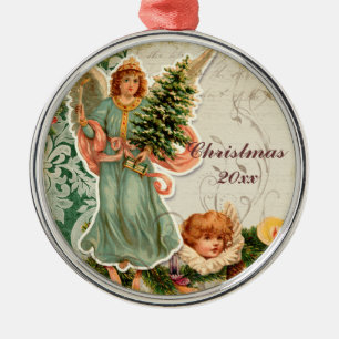 Ornement élégant de Noël de houx vintage de Santa