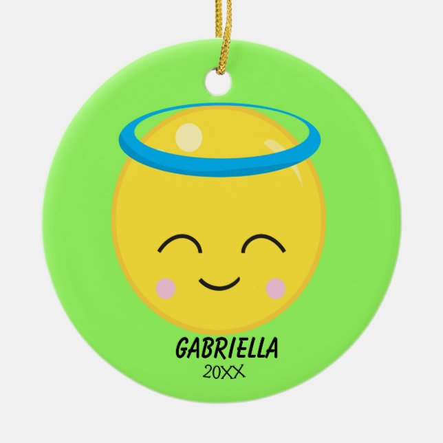 Ornement Emoji d'ange brillant personnalisé (Devant)