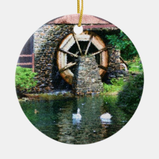 Ornement en bois d'étang de canard de roue d'eau (Devant)