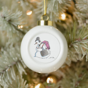 Ornement en boule en céramique Bonhomme de neige a