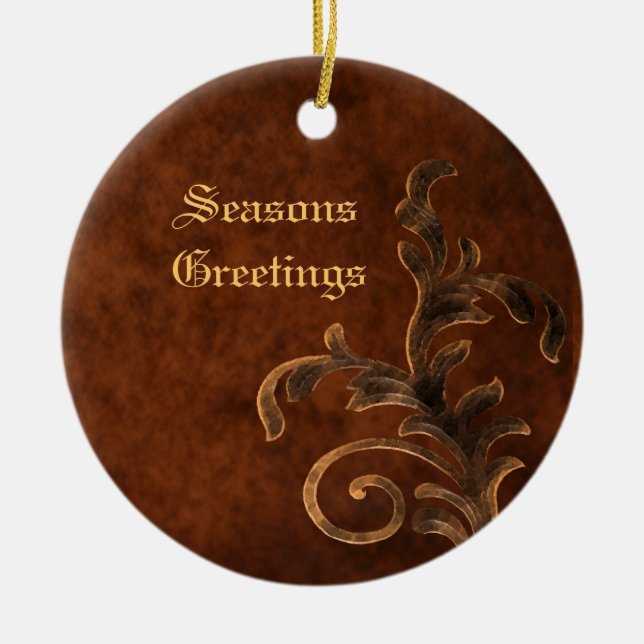 Ornement en bronze de Noël de vacances de feuille (Devant)