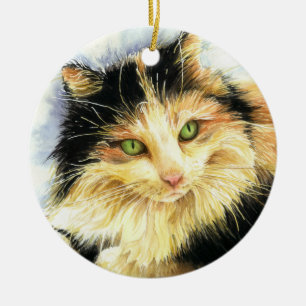 Ornement En Céramique 0010 Calico Cat
