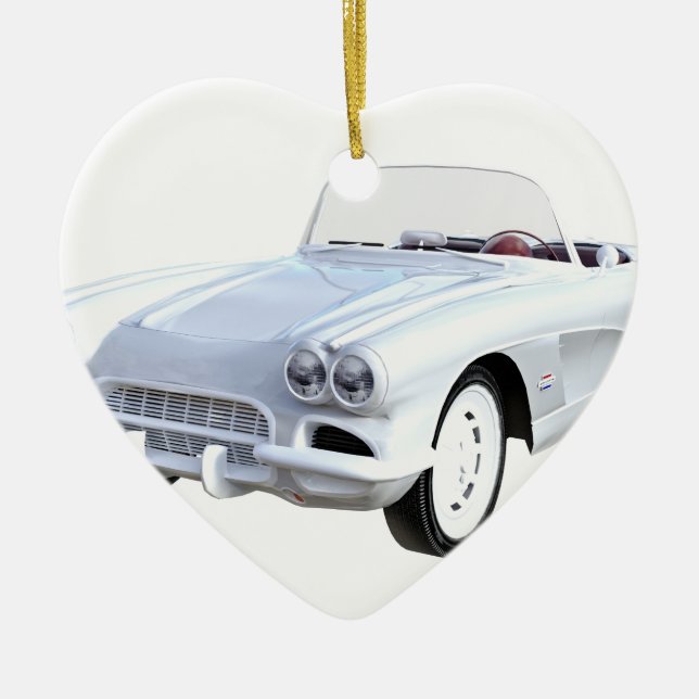 Ornement En Céramique 1961 blanc Corvette (Devant)