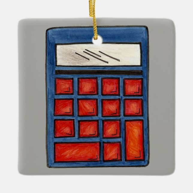 Ornement En Céramique #1 Calculatrice de l'école d'enseignant en mathéma (Devant)