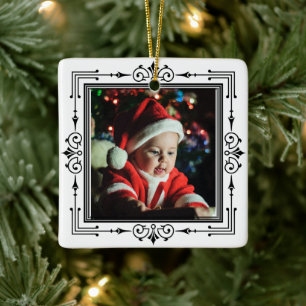 Ornement En Céramique 1er cadre élégant de Noël pour bébé, Joyeux Noël