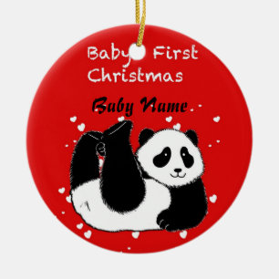 Ornement En Céramique 1er Noël Baby Panda Bear personnalisée