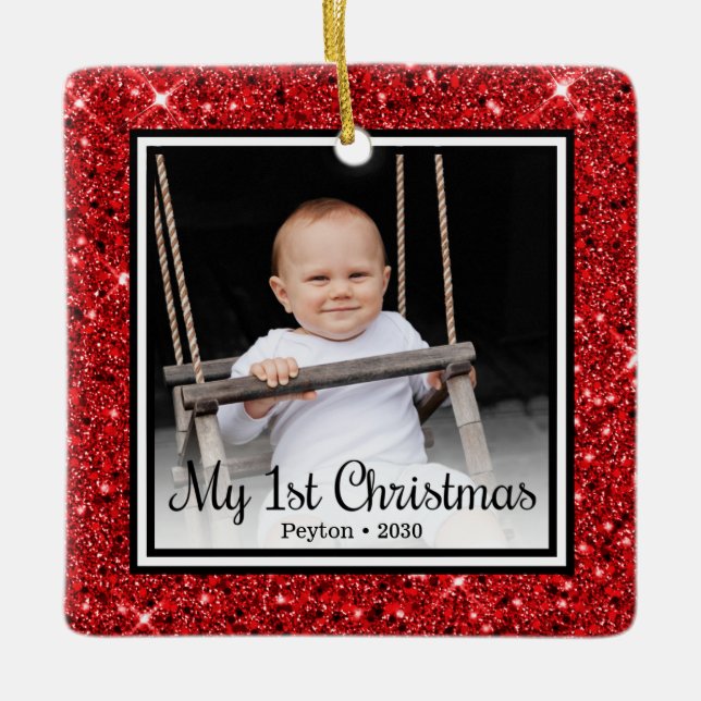 Ornement En Céramique 1er Noël du bébé (Devant)