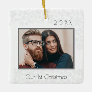 Ornement En Céramique 1re photo du couple de Noël