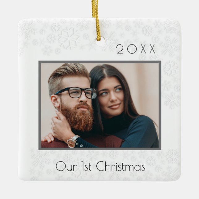 Ornement En Céramique 1re photo du couple de Noël (Devant)