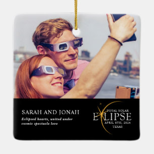 Ornement En Céramique 2024 Cadeaux photo total Éclipse solaire Couples