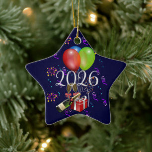 Ornement En Céramique 2026 Célébrer, c'est l'heure de faire la fête.