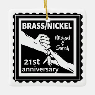Ornement En Céramique 21e anniversaire mariage laiton nickel traditionne
