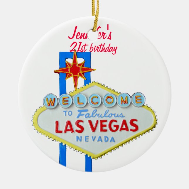 Ornement En Céramique 21ème pendentif d'anniversaire de Las Vegas (Devant)
