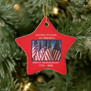 Ornement En Céramique 250e anniversaire USA Patriotic Flags Premium