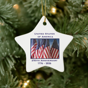 Ornement En Céramique 250e anniversaire USA Patriotic Flags Premium