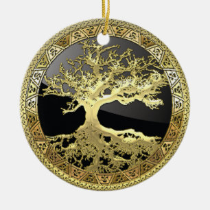 Ornement En Céramique [27] Golden Celtic Tree of Life