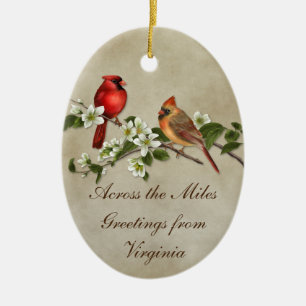 Ornement En Céramique #2 Cardinals Dogwoods Across The Miles Christmas