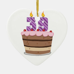 Ornement En Céramique 39 ans sur le gâteau d'anniversaire