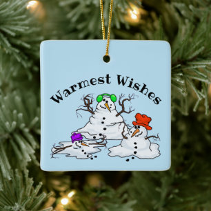 Ornement En Céramique 3 Melting Snowmen Christmas Ornament