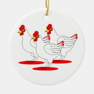 Ornement En Céramique 3 poules françaises