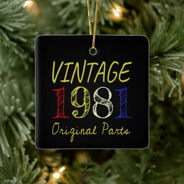 Ornement En Céramique 40e anniversaire Cadeau Retro Vintage 1981 (Arbre)