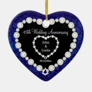 Ornement En Céramique 45e anniversaire du Mariage