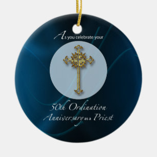 Ornement En Céramique 50e anniversaire de l'ordination des prêtres