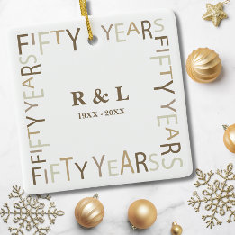 Ornement En Céramique 50e anniversaire de Mariage d'or Noël