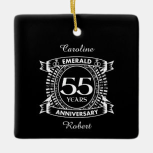 Ornement En Céramique 55e anniversaire du mariage émeraude crête